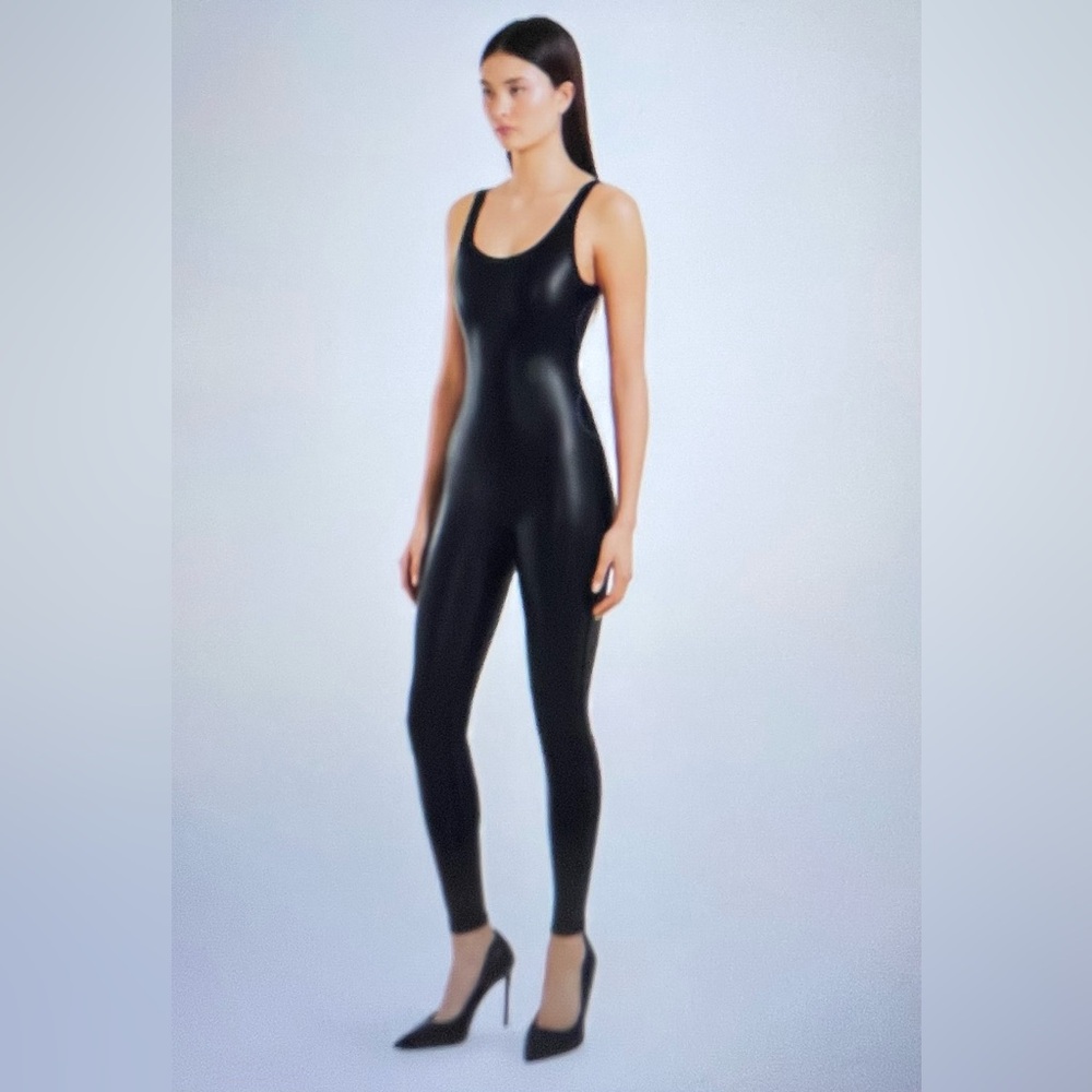 RUDSAK Sleek Black Vegan Leather Jumpsuit